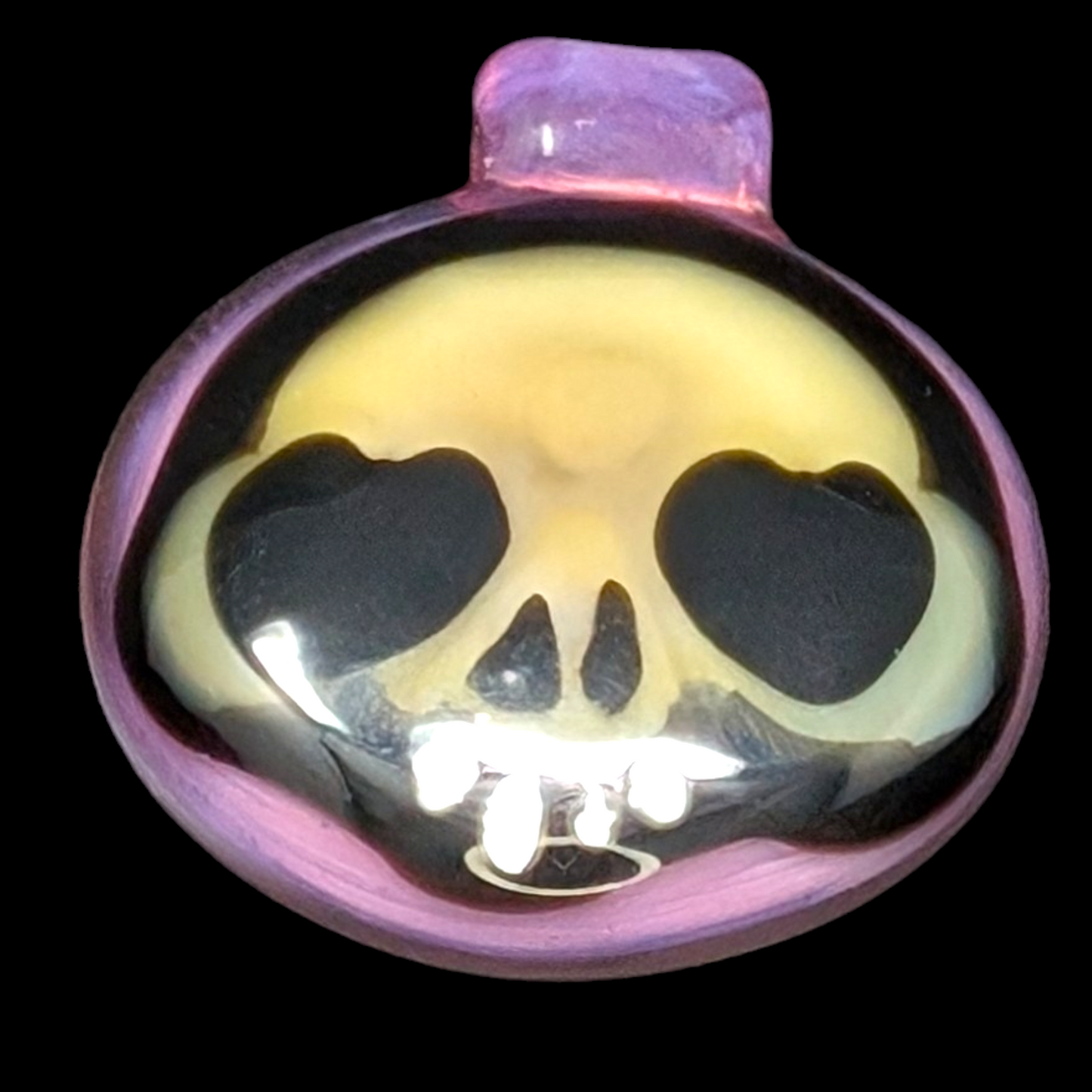 Skuzz Glass 14mm Pink Slide / Skull Pendant